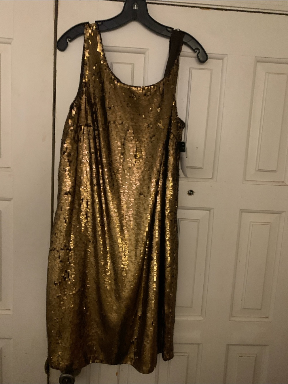 Ralph Lauren Metallic Gold Sequin Sleeveless Shift Dress